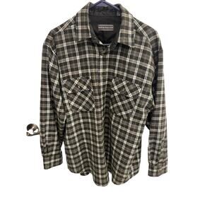 David Taylor Flannel Shirt Men’s Large Black Gray And White Plaid